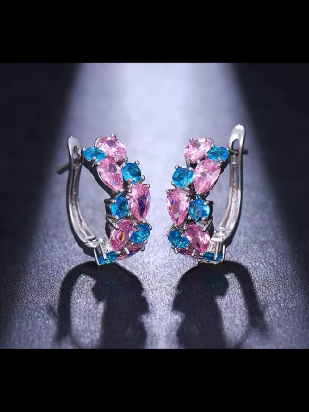 925 metal hoops with amethyst and sapphire swarovski elements monalisa